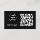 QR Code Business Logo Modern Professional Black Visitenkarte (Vorderseite)