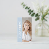 QR Code Business Logo Modern Professional Blue Visitenkarte (Stehend Vorderseite)