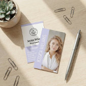 QR Code Business Logo Modern Professional Lavender Visitenkarte