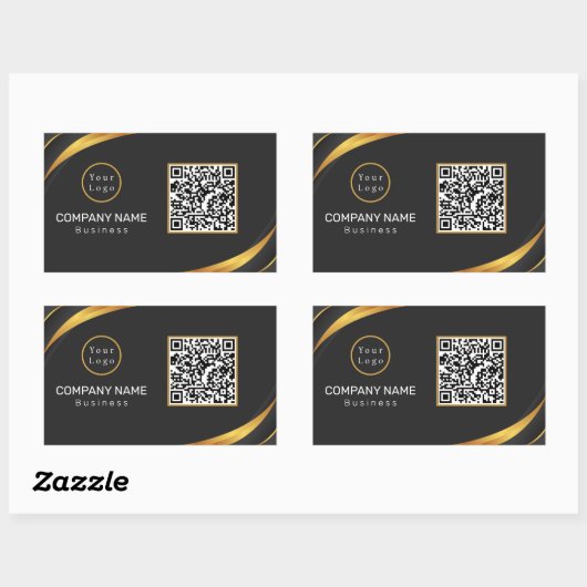 QR Code Business-Logo Modern Rechteckiger Aufkleber (Blatt)