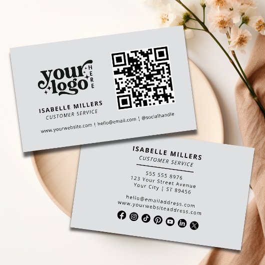 QR Code Business-Logo Modernes Beruflich-Grau Visitenkarte