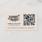 QR Code Business-Logo Modernes Berufliches Beige Visitenkarte (Vorderseite)