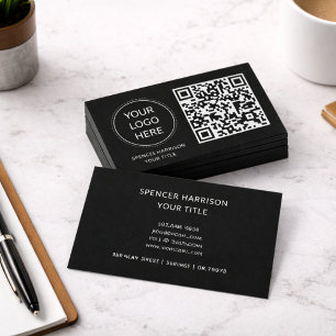QR-Code-Business-Logo   Modernes Berufliches Schwa Visitenkarte