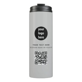QR Code Business-Logo Modernes Minimalistisch-Grau Thermosbecher