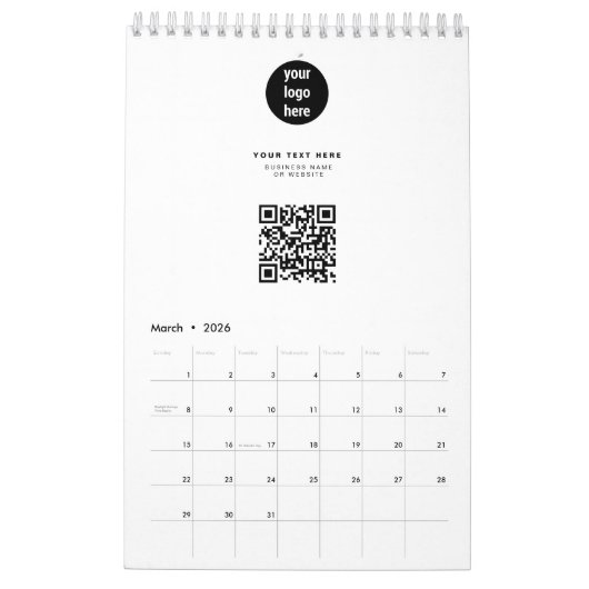 QR Code Business-Logo Modernes Minimalistisches Co Kalender (Mär 2026)