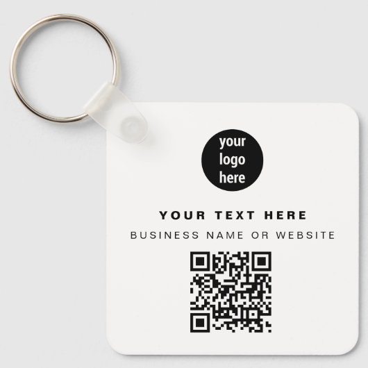 QR Code Business-Logo Modernes Minimalistisches Co Schlüsselanhänger (Vorderseite)