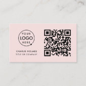 QR-Code-Business-Logo | Modernes Rosa Visitenkarte (Vorderseite)