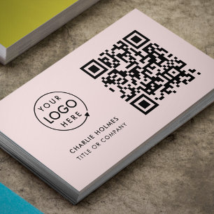 QR-Code-Business-Logo Modernes Rosa Visitenkarte