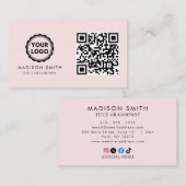 QR-Code-Business-Logo | Modernes Rosa Visitenkarte (Vorne/Hinten)