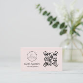 QR-Code-Business-Logo | Modernes, rosafarbenes Ges Visitenkarte (Stehend Vorderseite)