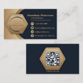 QR-Code-Business-Logo | Navy Modern Beruflich Visitenkarte (Vorne/Hinten)