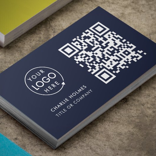 QR-Code-Business-Logo | Navy Modern Beruflich Visitenkarte