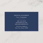 QR Code Business-Logo Navy Moderne Berufliche Visitenkarte (Rückseite)