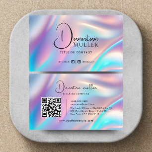 QR Code Business Logo Opal Stein Visitenkarte