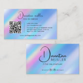 QR Code Business Logo Opal Stein Visitenkarte (Vorne/Hinten)