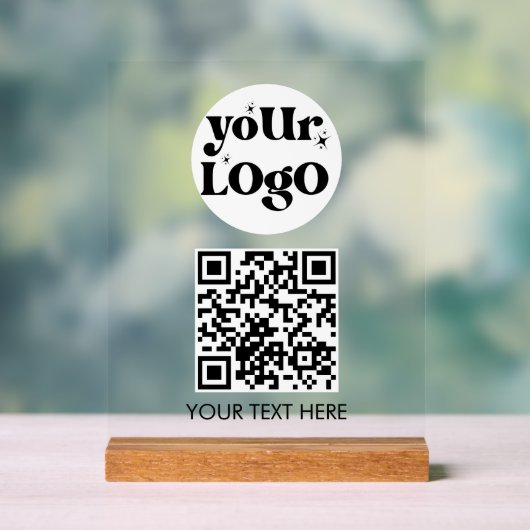 QR-Code Business-Logo-Prüfung Acrylschild (Neutral)