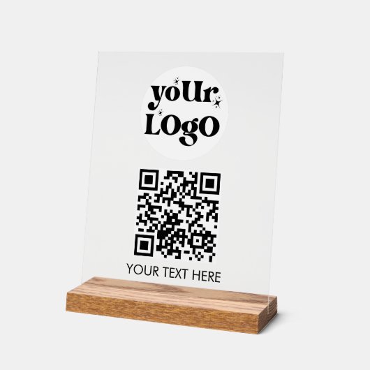 QR-Code Business-Logo-Prüfung Acrylschild (Winkel)