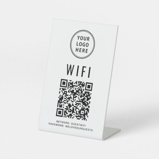 QR-Code Business-Logo-Scan für WiFi Verbindung her Sockelschild (Vorderseite)
