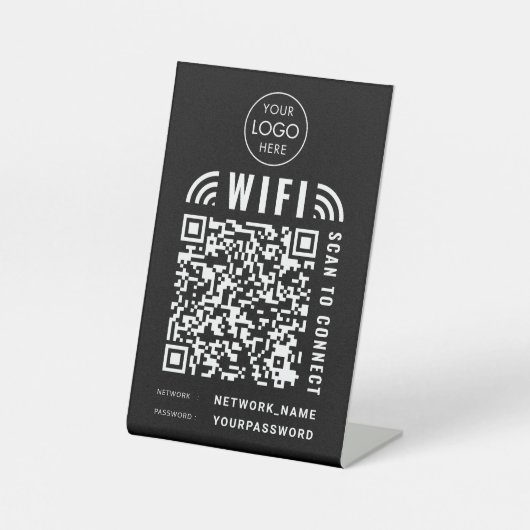 QR-Code Business-Logo-Scan für Wifi Verbindung Sch Sockelschild (Vorderseite)