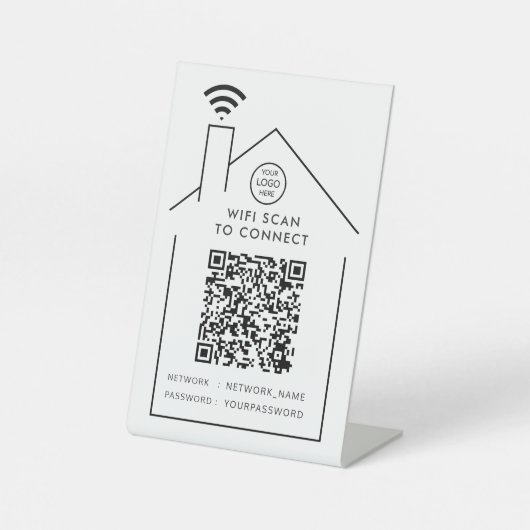 QR-Code-Business-Logo-Scan für WiFi-Verbindungen Sockelschild (Vorderseite)
