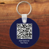 QR-Code Business-Logo-Schlüsselanhänger | Navy Blu Schlüsselanhänger (Vorderseite)