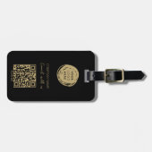 QR Code Business-Logo Schwarz Gepäckanhänger (Vorderseite horizontal)