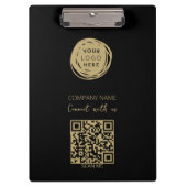QR Code Business-Logo Schwarz Klemmbrett (Vorderseite)