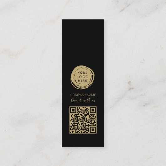 QR Code Business-Logo Schwarz Mini Visitenkarte (Vorderseite)