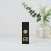 QR Code Business-Logo Schwarz Mini Visitenkarte (Stehend Vorderseite)