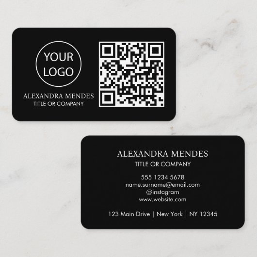 QR-Code-Business-Logo, Schwarz-modern Beruflich Visitenkarte (Vorne/Hinten)