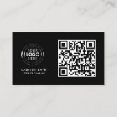 QR-Code-Business-Logo | Schwarz Modern Beruflich Visitenkarte (Rückseite)