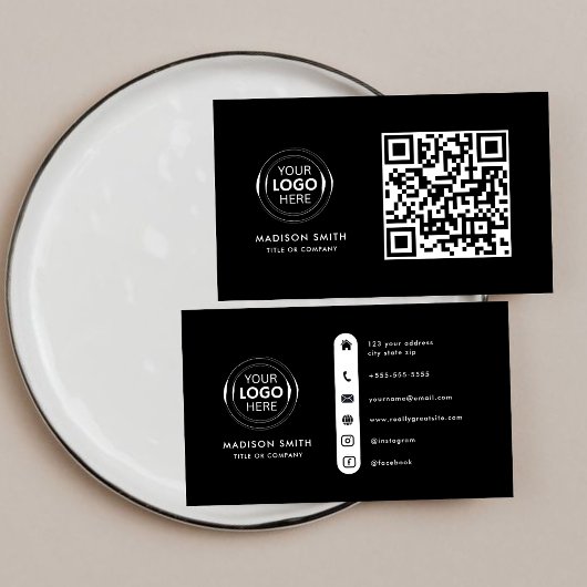 QR-Code-Business-Logo | Schwarz Modern Beruflich Visitenkarte