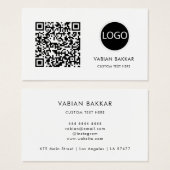 QR Code Business Logo Schwarz Moderne Visitenkarte (Vorne & Hinten)