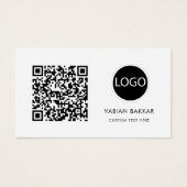 QR Code Business Logo Schwarz Moderne Visitenkarte (Vorderseite)