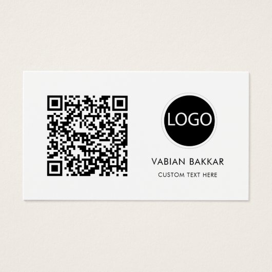 QR Code Business Logo Schwarz Moderne Visitenkarte (Vorderseite)