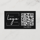 QR Code Business-Logo Schwarz Modernste Berufliche Visitenkarte (Vorderseite)