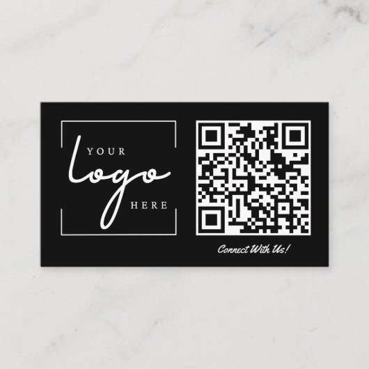 QR Code Business-Logo Schwarz Modernste Berufliche Visitenkarte (Vorderseite)