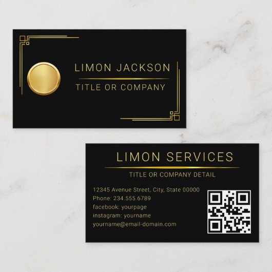 QR Code Business-Logo Schwarz Modernste Berufliche Visitenkarte (Vorne/Hinten)