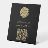 QR Code Business-Logo Schwarz Sockelschild (Vorderseite)