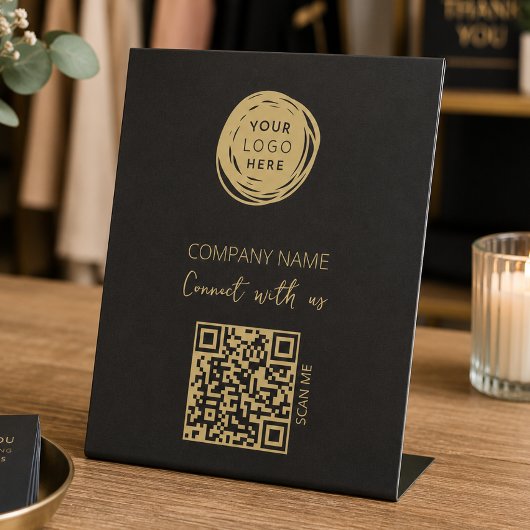 QR Code Business-Logo Schwarz Sockelschild