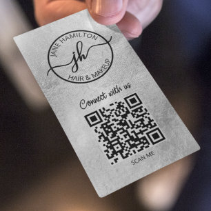 QR Code Business-Logo Silver Business Card Visitenkarte
