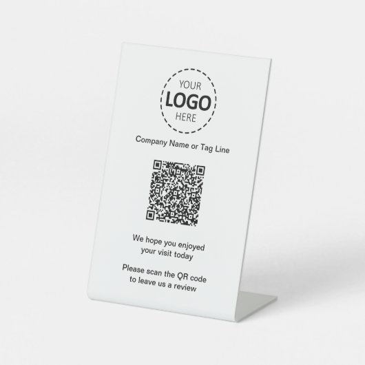QR Code Business Logo, Verlass einer Überprüfung Sockelschild (Vorderseite)