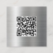 QR-Code-Business-Logo-Visitenkarte für Silver Meta Quadratische Visitenkarte (Vorderseite)