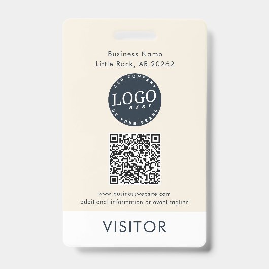 QR Code Business Logo Visitor ID Modern Ausweis (Vorderseite)