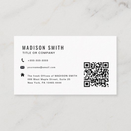 QR-Code-Business-Logo | Weiß Visitenkarte (Vorderseite)