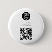 QR-Code-Business-Logo Weißes Minimalistisches Unte Button (Vorderseite)