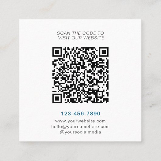 QR-Code-Business-Logos in Verbindung mit echtem An Quadratische Visitenkarte (Rückseite)