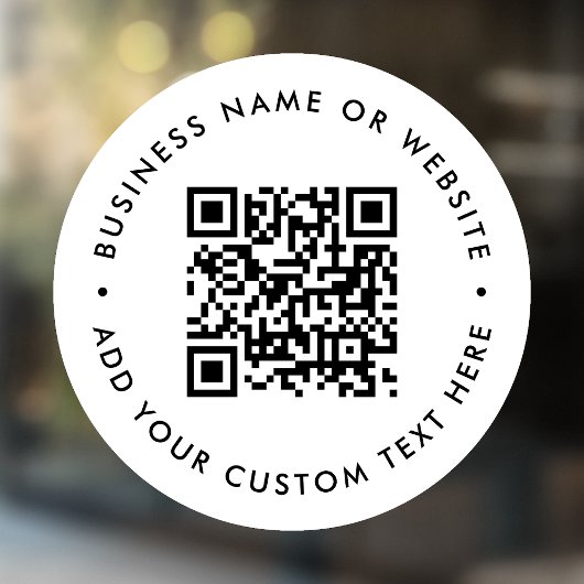 QR-Code | Business Minimal White Scannable Round Fensteraufkleber