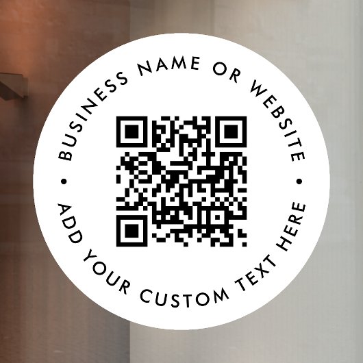 QR-Code | Business Minimal White Scannable Round Fensteraufkleber