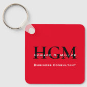 QR Code Business Monogram Logo Red Schwarz-weiß Schlüsselanhänger (Vorderseite)